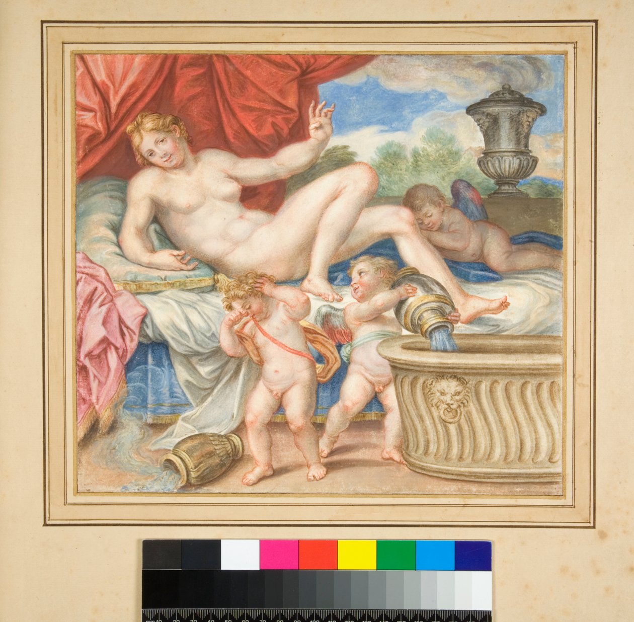 Danae reclinada com os cupidos mostrados de Pietro Santi Bartoli