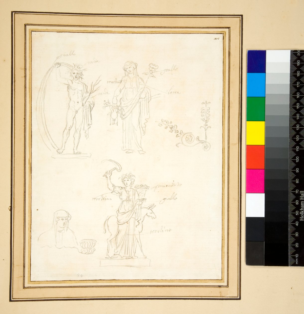 Esboço de três figuras (lápis) de Pietro Santi Bartoli