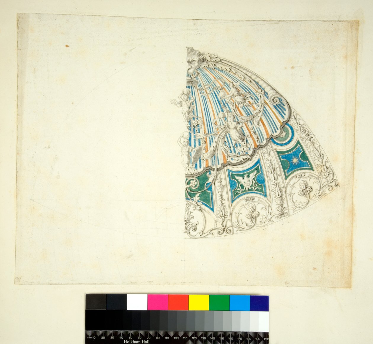 Abóbada da Villa Madama (giz preto, alguns com caneta e tinta castanha. cor com aguarela) de Pietro Santi Bartoli