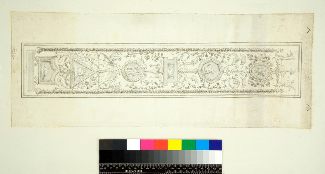 Abóbada da Villa Madama (giz preto, alguns com caneta e tinta castanha. cor com aguarela) de Pietro Santi Bartoli
