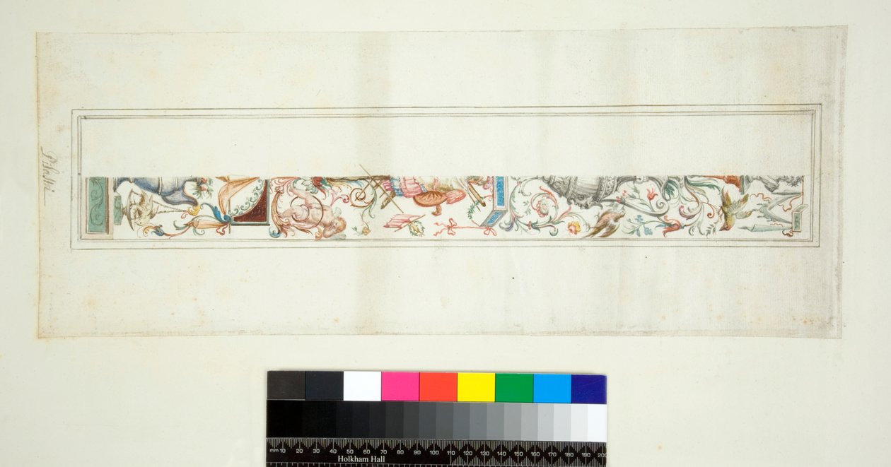 Abóbada da Villa Madama (giz preto, alguns com caneta e tinta castanha. cor com aguarela) de Pietro Santi Bartoli