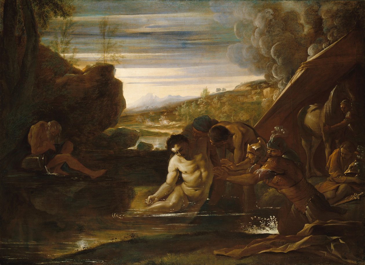 Alexandre, o Grande, resgatado do rio Cydnus, ca. 1650 de Pietro Testa