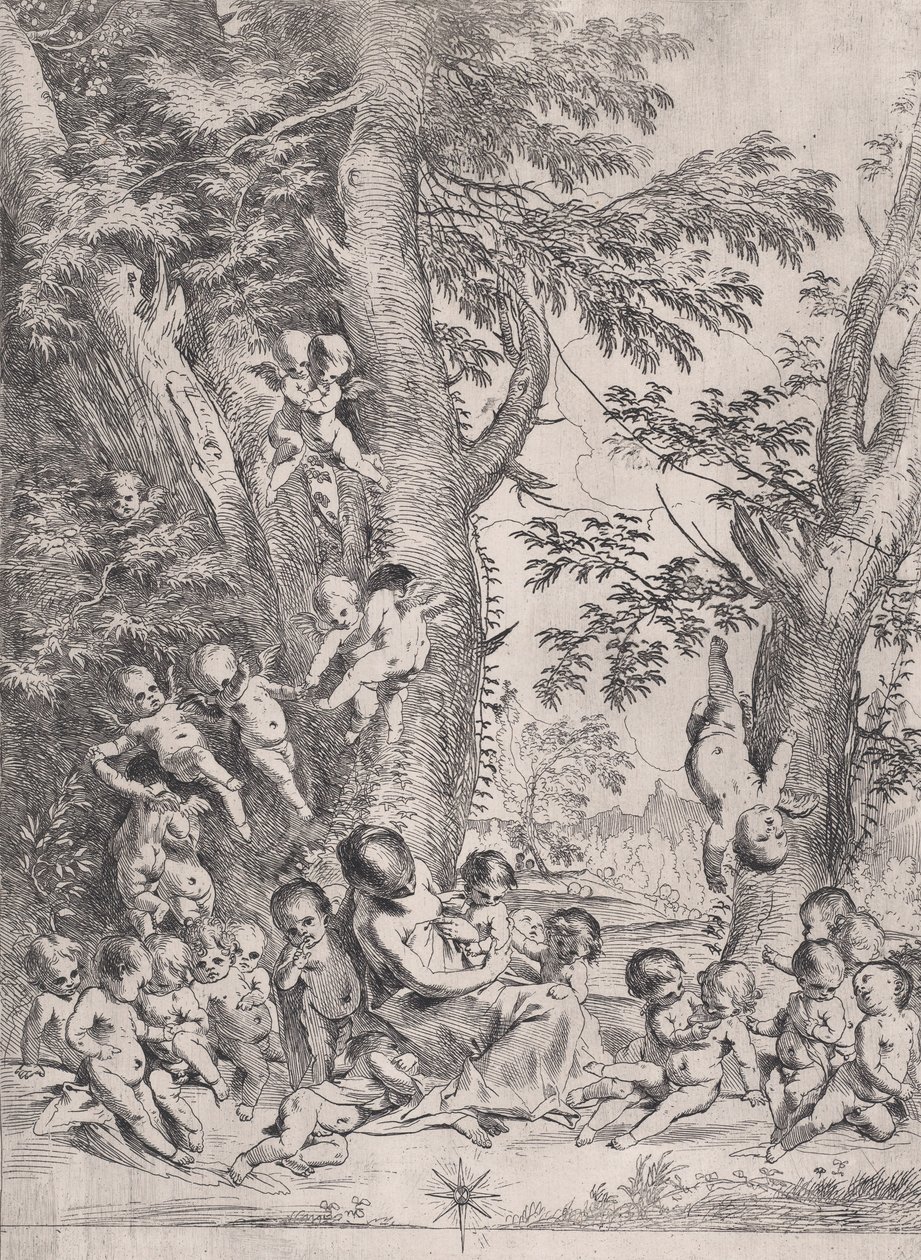 O Jardim da Caridade, ca.1631-37. de Pietro Testa