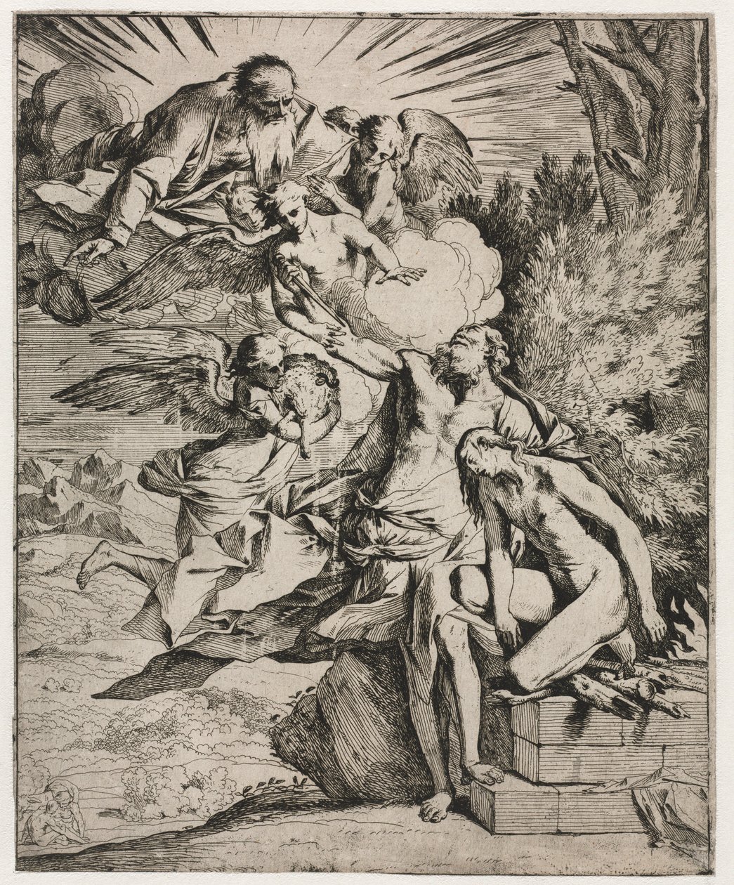 O sacrifício de Abraão, ca. 1645-50. de Pietro Testa