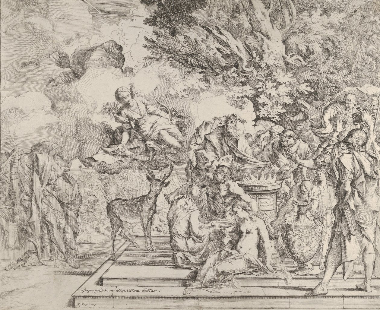O Sacrifício de Ifigênia, c. 1640-42. de Pietro Testa