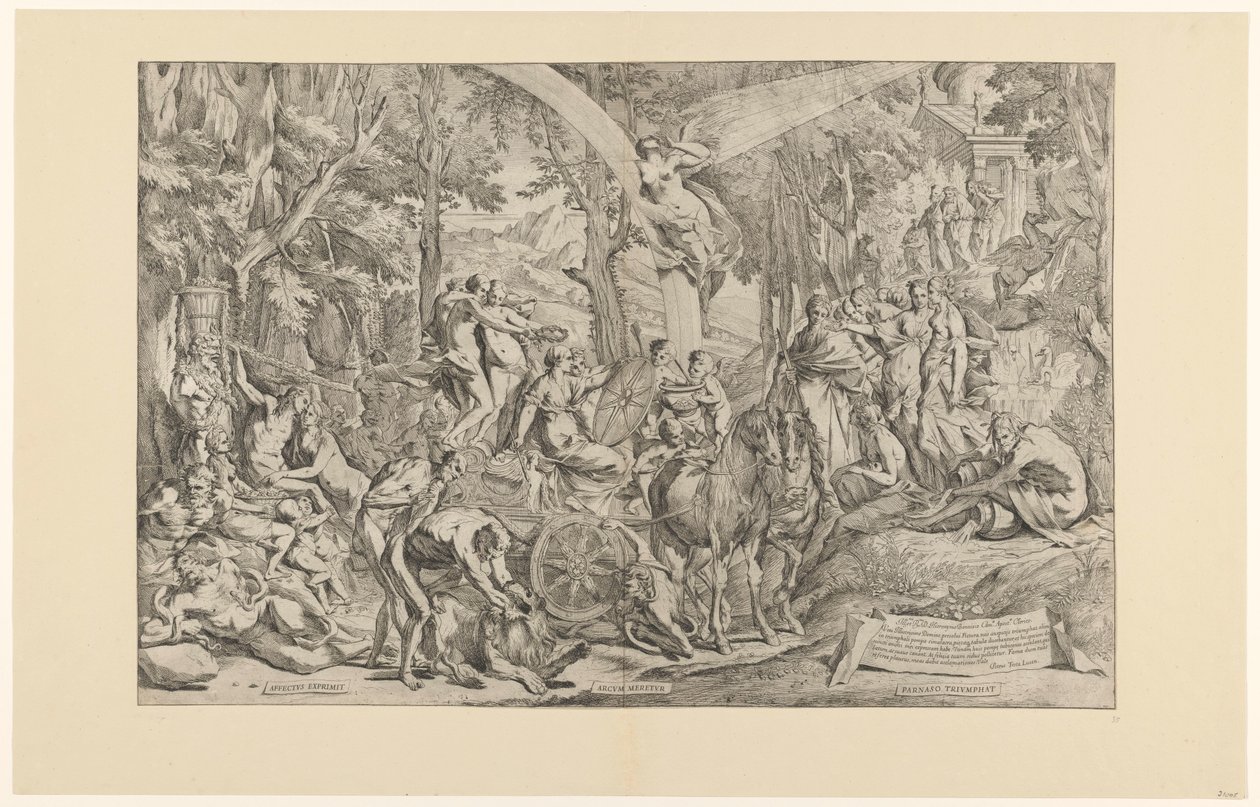 Triunfo da pintura sobre o Parnassus
Affectus exprimit/ arcum meretur/ Parnaso triumphat (título sobre o objecto) de Pietro Testa