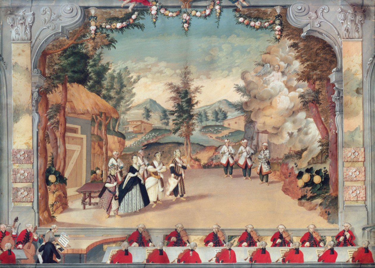 Joseph Haydn (1732-1809) na primeira apresentação de sua ópera &39;L&39;Incontro Improvviso&39; no teatro Esterhazy, em 29 de agosto de 1775 de Pietro Travaglia