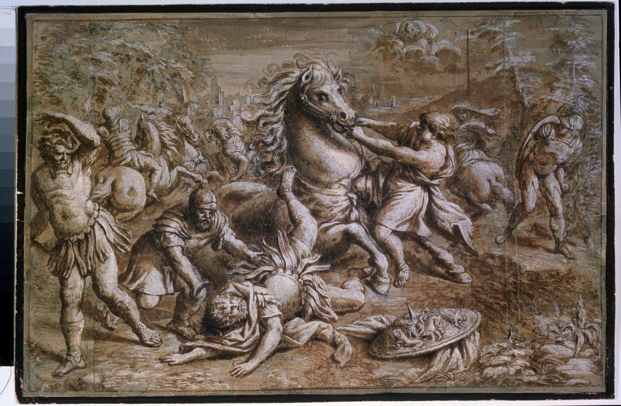 ""A conversão de São Paulo"" (A Conversão de São Paulo) Desenho a tinta de Pietro Berrettini dit Pietro da Cortona de Pietro da Cortona