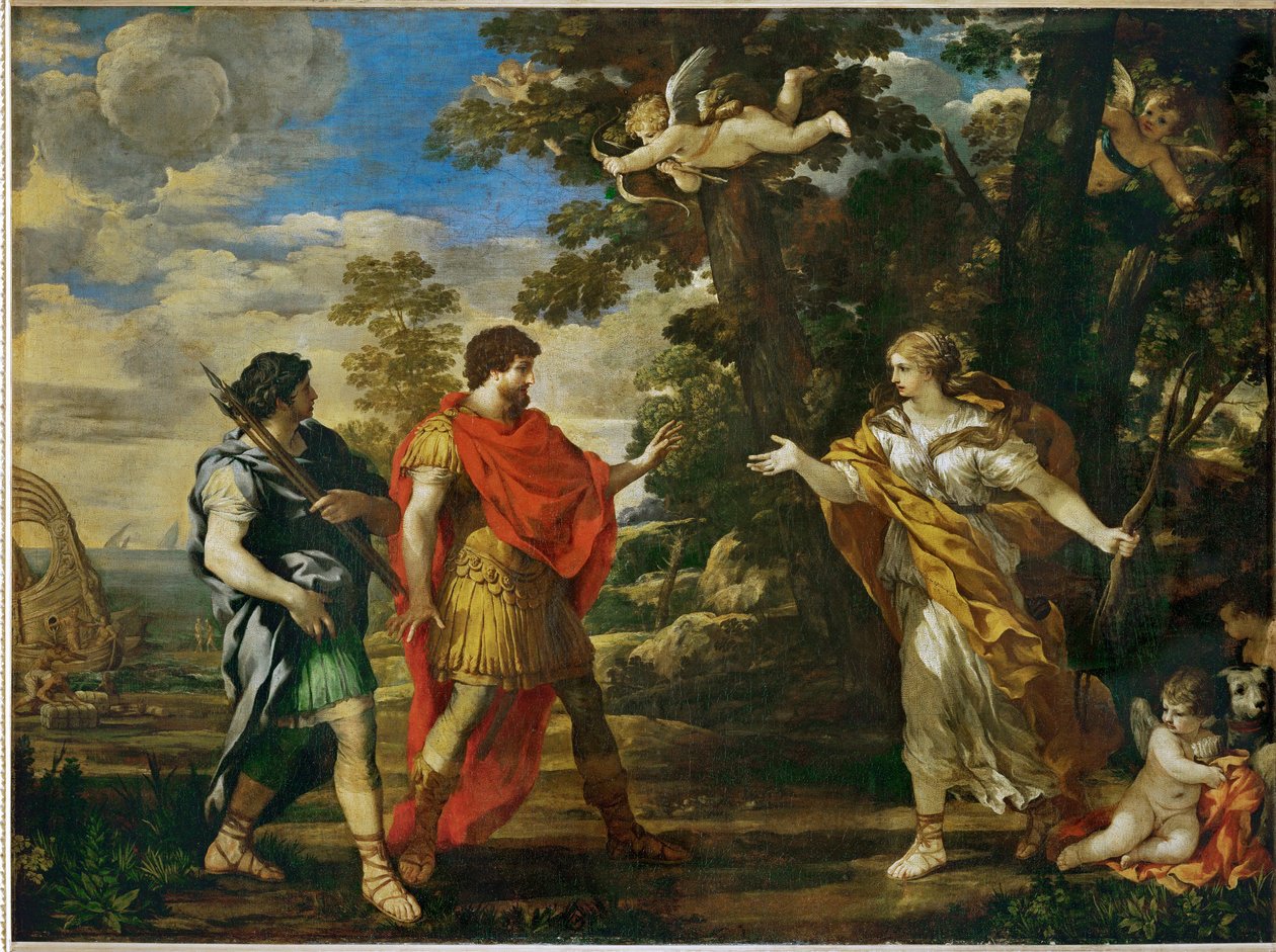Venus en chasseresse apparait a Enee - Vénus, caçando, aparece a Eneias ... de Pietro da (1596 1669) Cortona