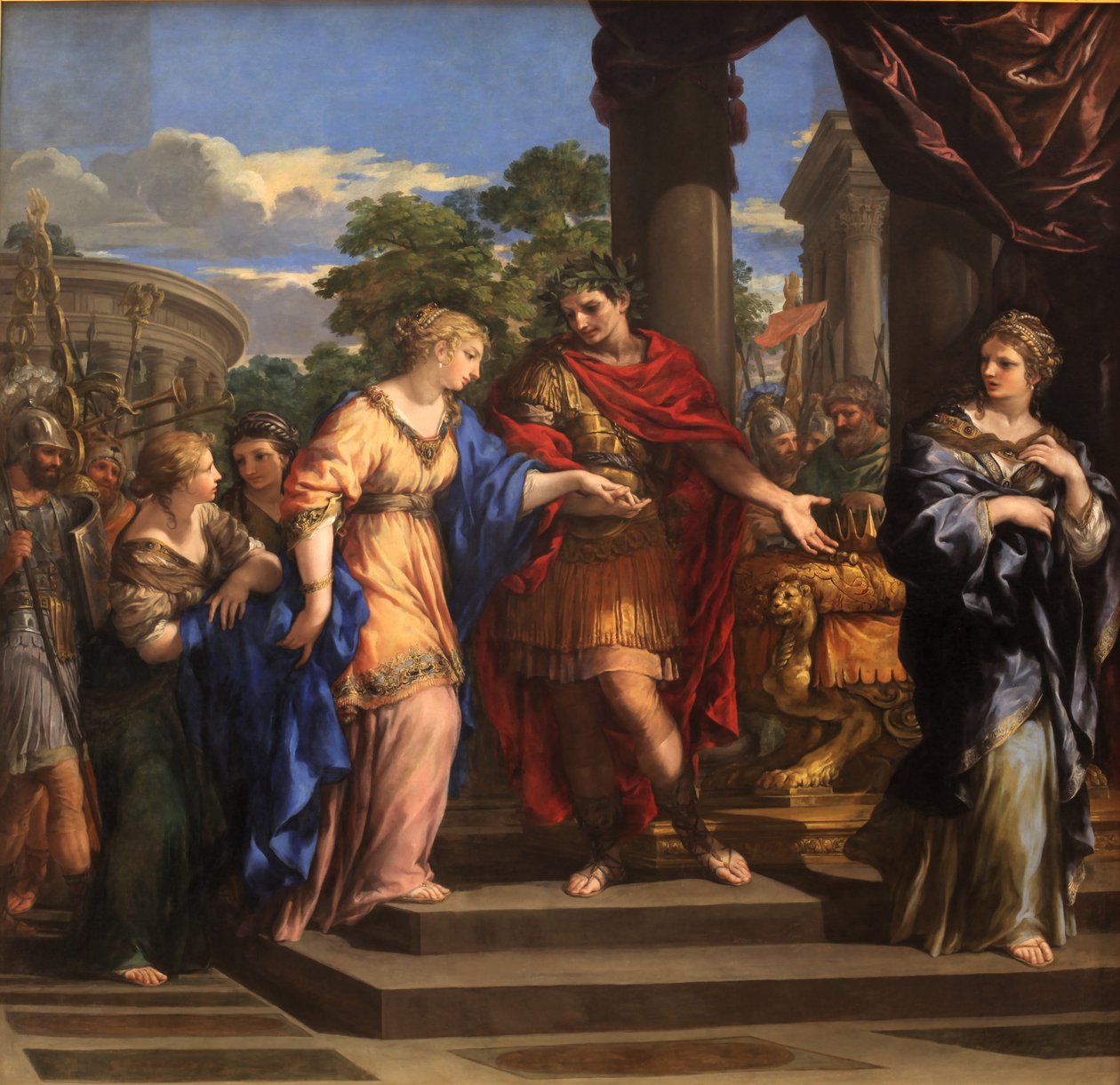 César dando a Cleópatra o trono do Egito, c.1637 (óleo sobre tela) de Pietro da Cortona