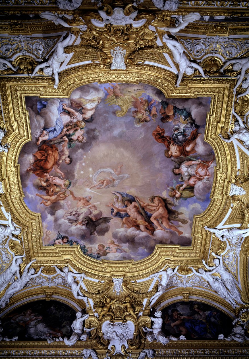 Cosimo I de Medici (Cosimo I de Tuscany liderado em frente a Júpiter por Victory e Heracles) Fresco por Pietro da Cortona (Berrettini) (1596-1669) Florence, Palazzo Pitti, Sala di Apollo de Pietro da Cortona