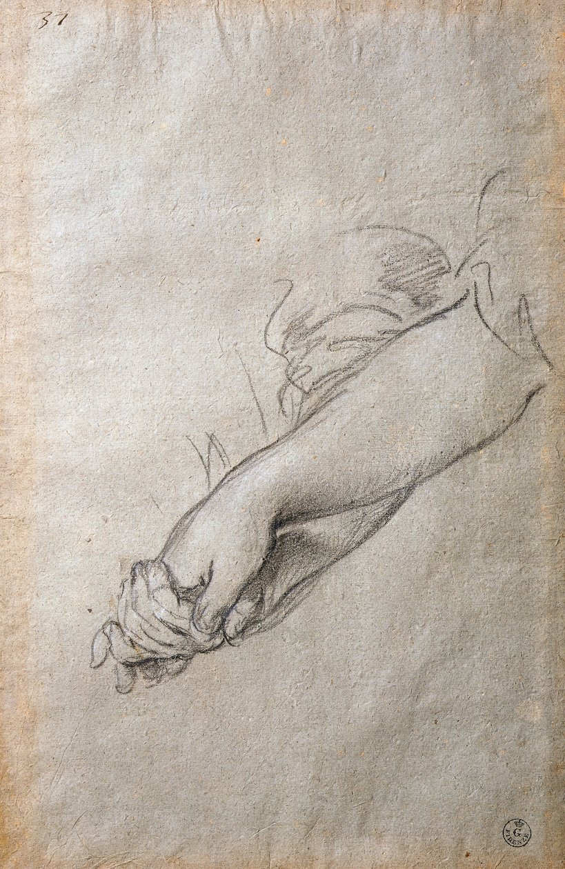 Mãos e braços, estudo para The Golden Acortonage fresco de Pietro da Cortona