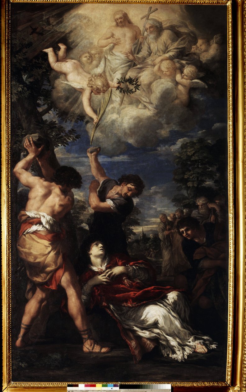 O Martírio de Santo Estêvão. O Martírio de Santo Estêvão. Pintura de Pedro de Cortona (Pietro Berrettini, conhecido como Pietro da Cortona de Pietro da (1596 1669) Cortona