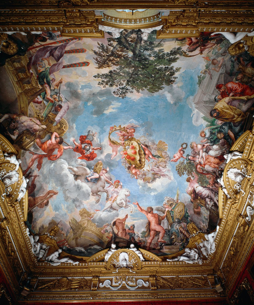 Marte depois da guerra, abóbada do Salão de Marte de Pietro da Cortona