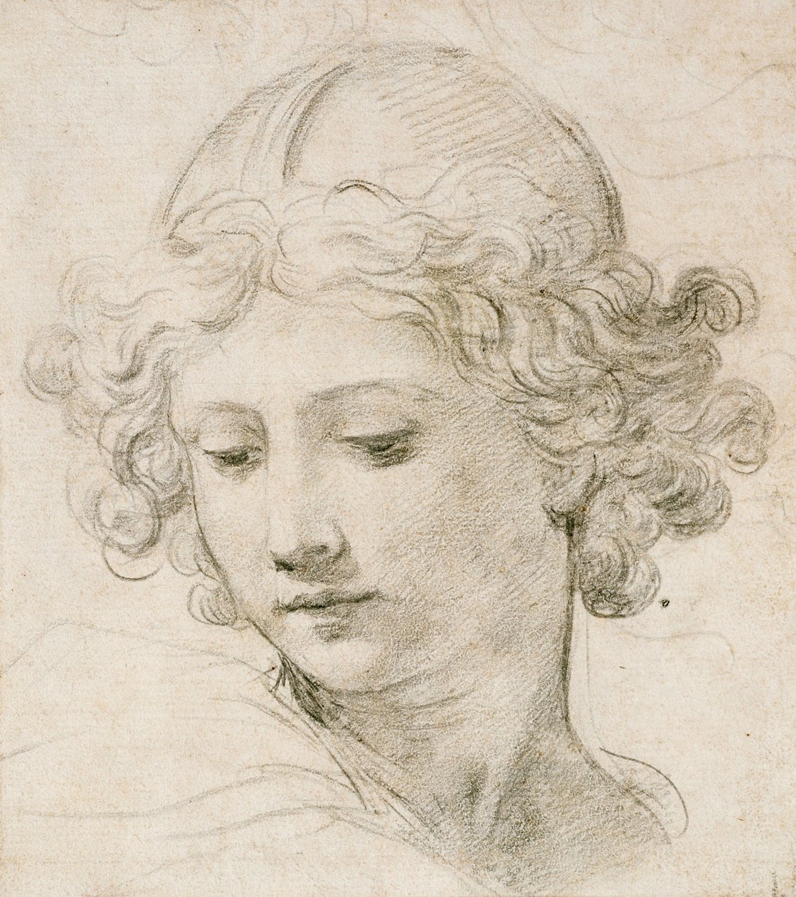 Cabeça de um anjo, olhando para a esquerda de Pietro da Cortona