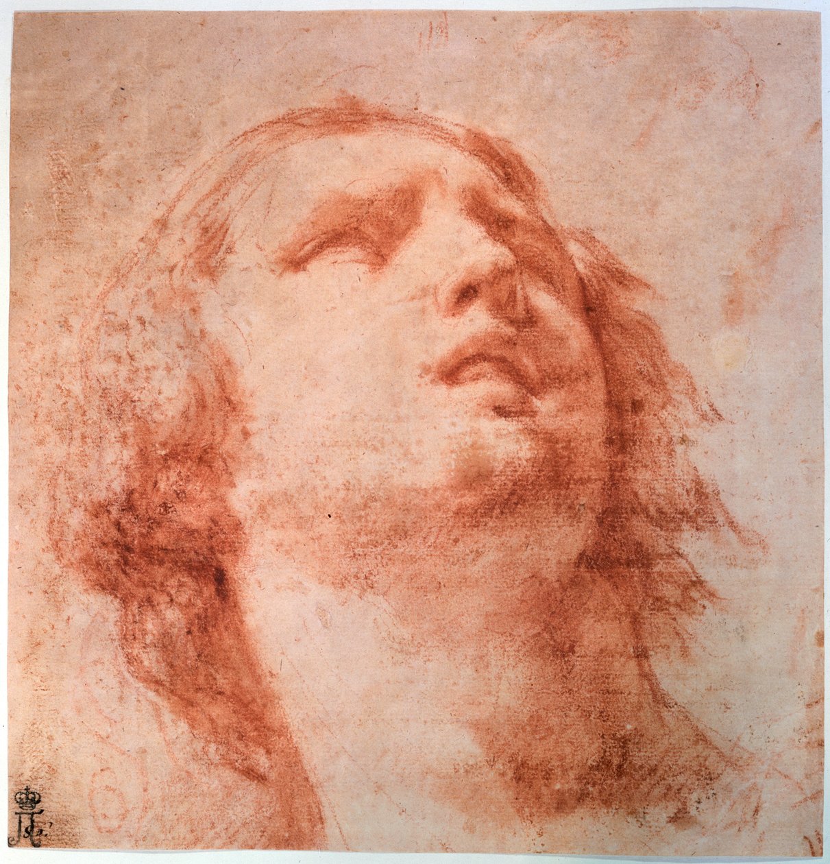 Estudo principal de uma mulher olhando para cima, século XVII de Pietro da Cortona