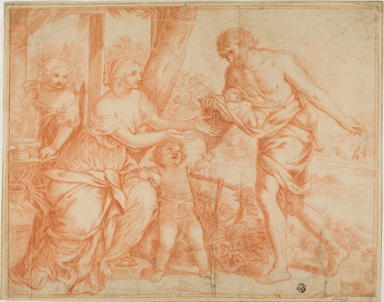 Édipo infantil trazido para casa pelo pastor de Pietro da Cortona