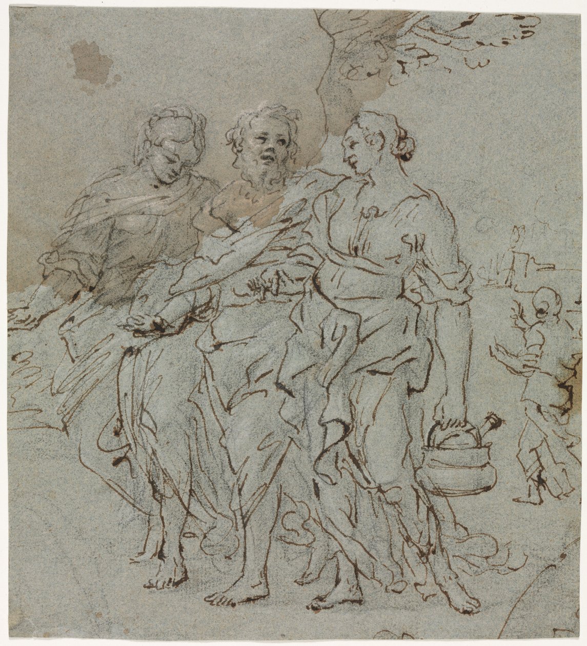 Ló e Suas Filhas recto Esboço para Ló e Suas Filhas, verso, 1600s. de Pietro da Cortona