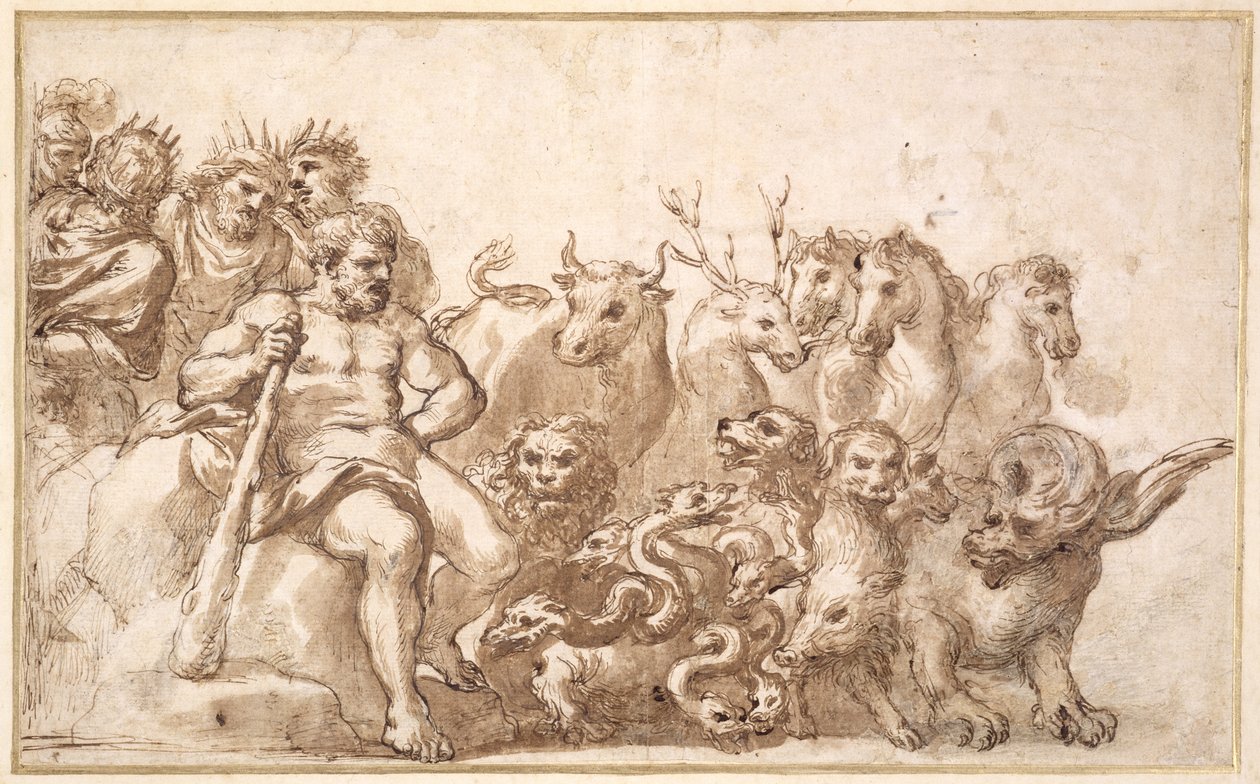 PD.10-1922 Alegoria dos trabalhos de Hércules (caneta e tinta) de Pietro da Cortona