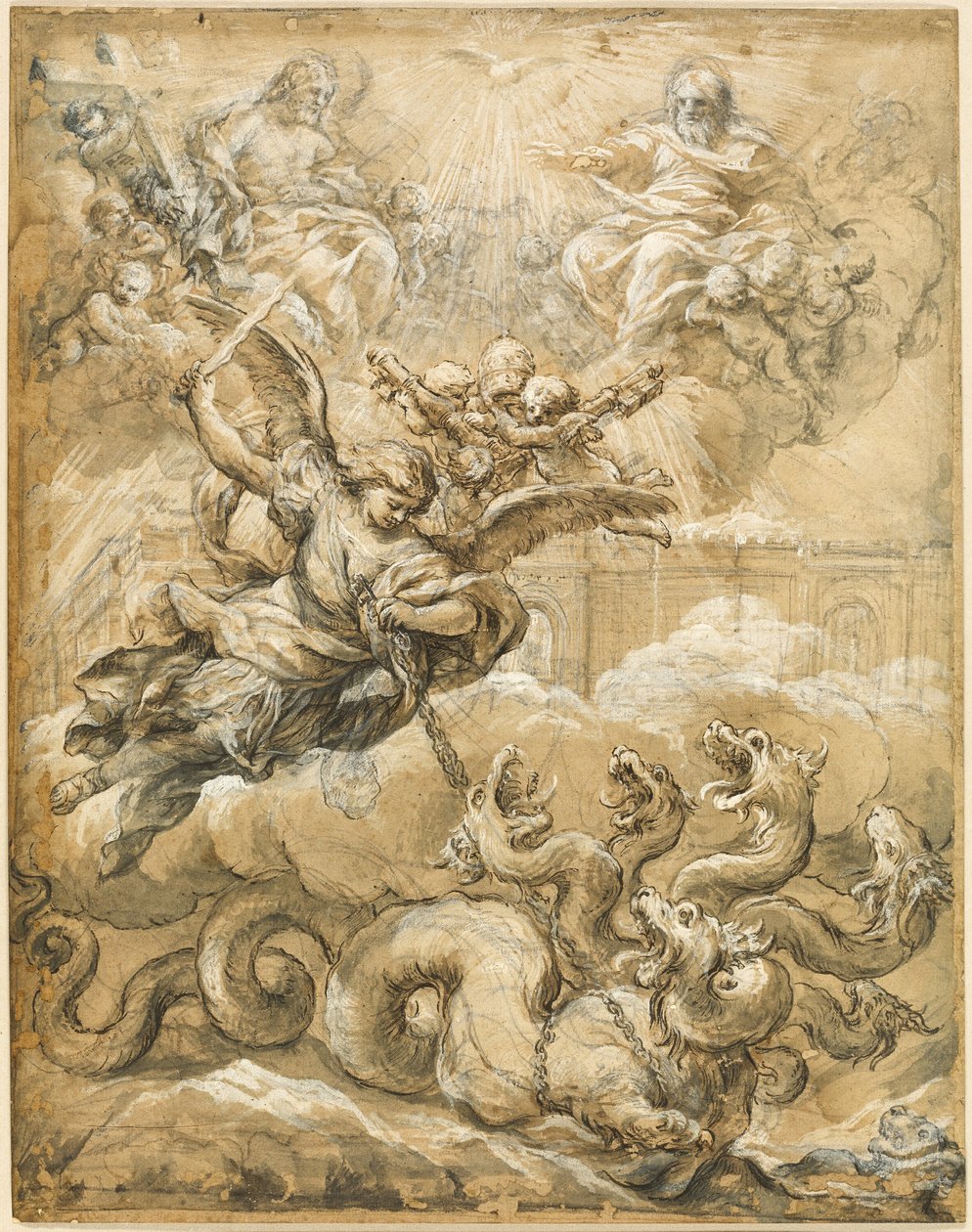 A Santíssima Trindade com São Miguel vencendo o dragão de Pietro da Cortona