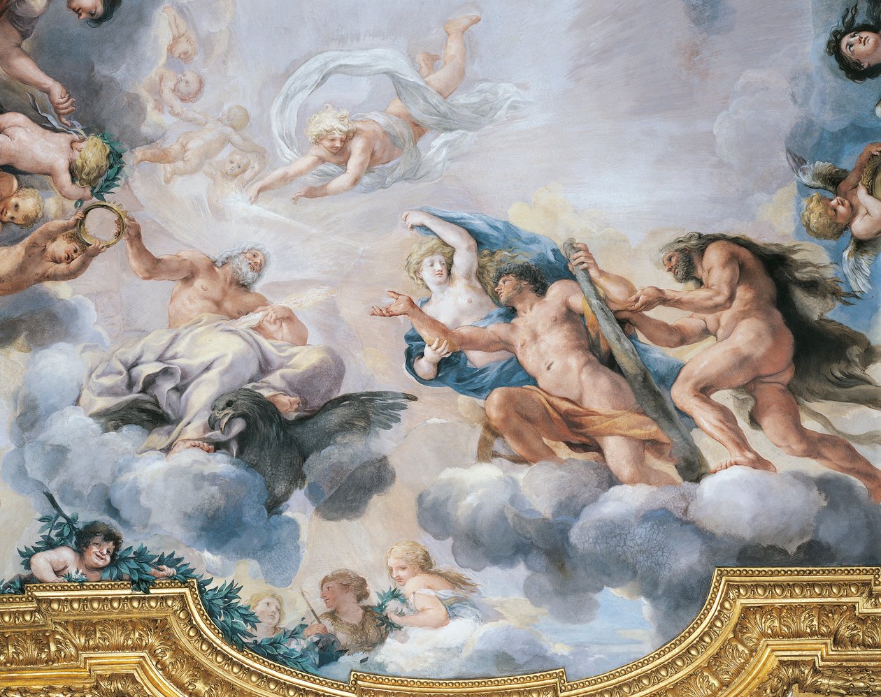 Cosimo I representado como jovem que recebe de Júpiter a coroa da imortalidade, por Pietro da Cortona e Ciro Ferri, fresco de Pietro da & Ferri Ciro (1634 89) Cortona