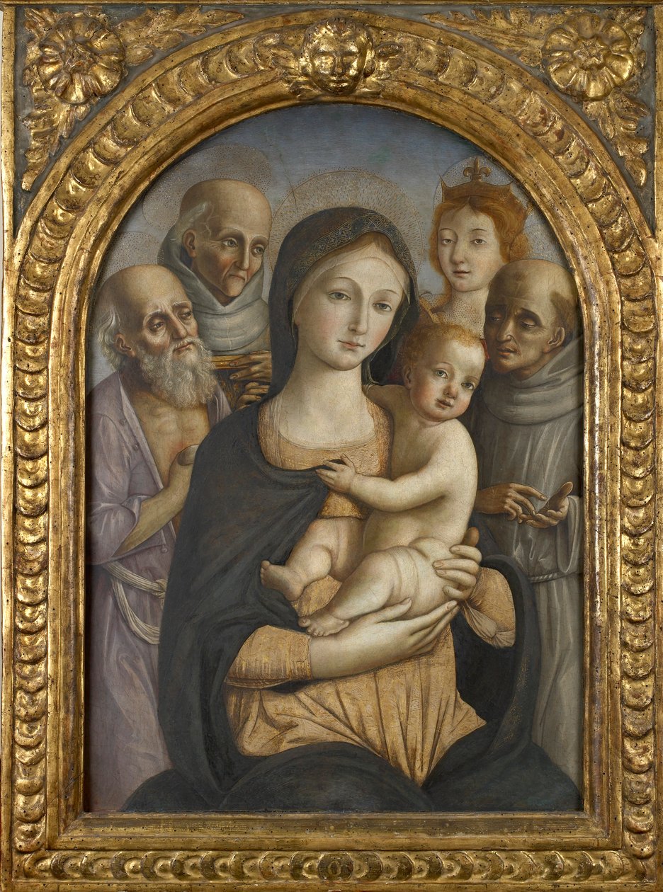A Virgem e o Menino com quatro Santos, final do século XV de Pietro di Francesco degli Orioli