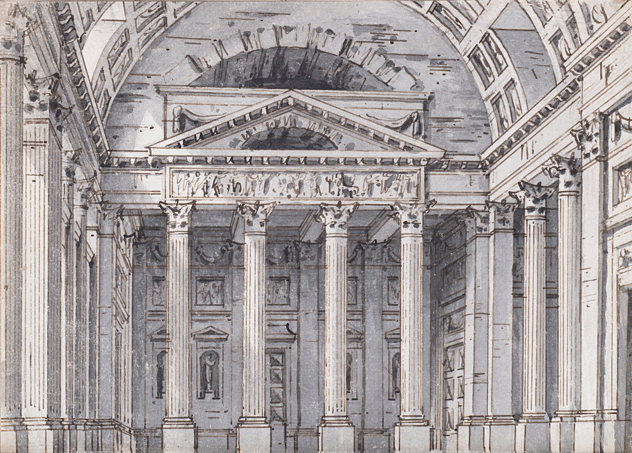 Cenário para a ópera Belisário de Gaetano Donizetti, década de 1820. de Pietro di Gottardo Gonzaga
