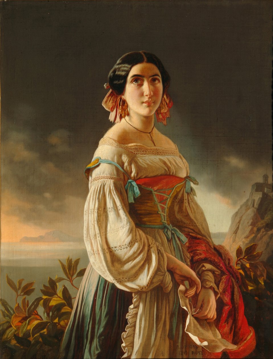 Retrato da princesa Lina Gagarina, 1847 de Pimen Nikitich Orlov
