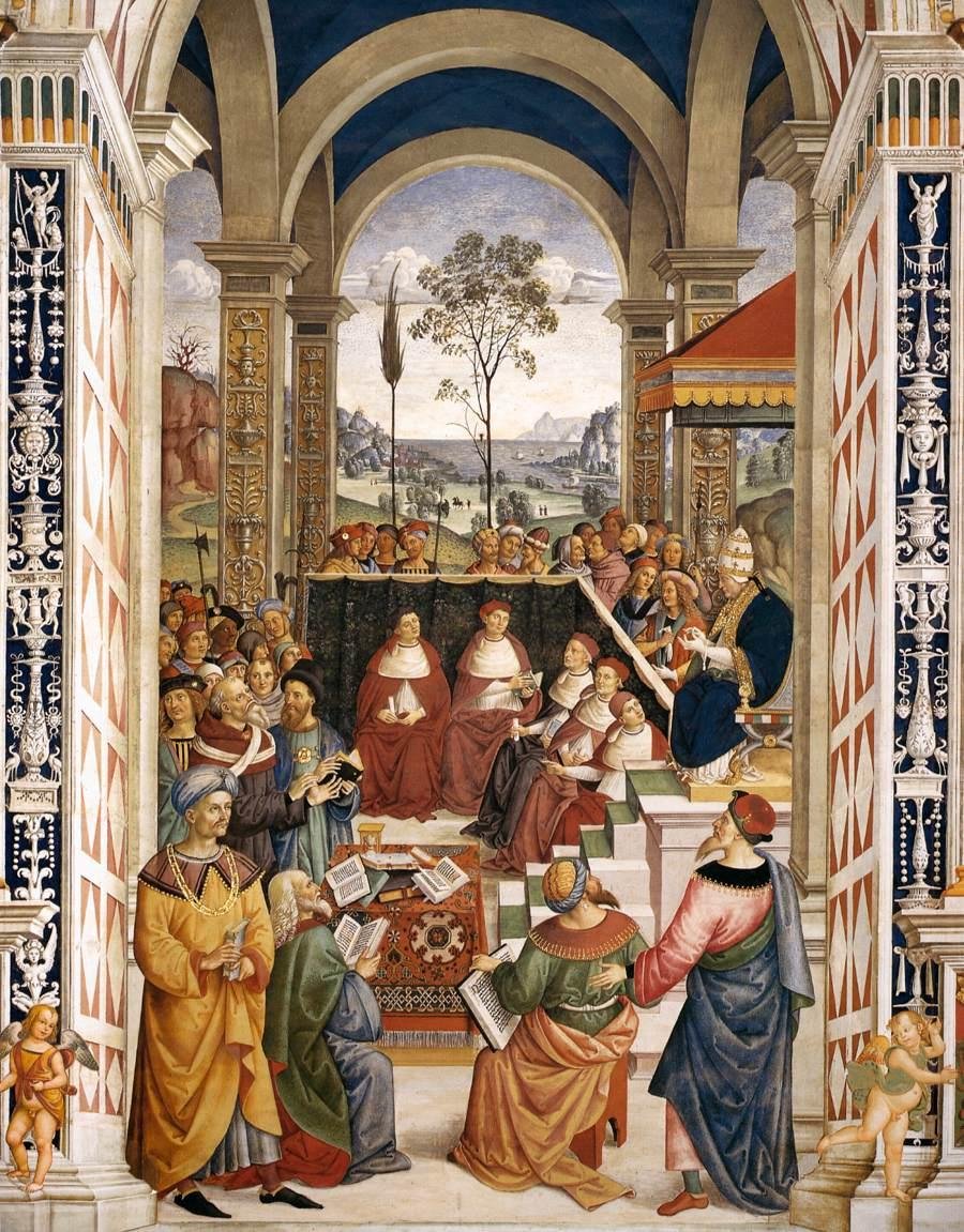 No. 8: Papa Pio II no Congresso de Mântua de Bernardino di Betto Pinturicchio