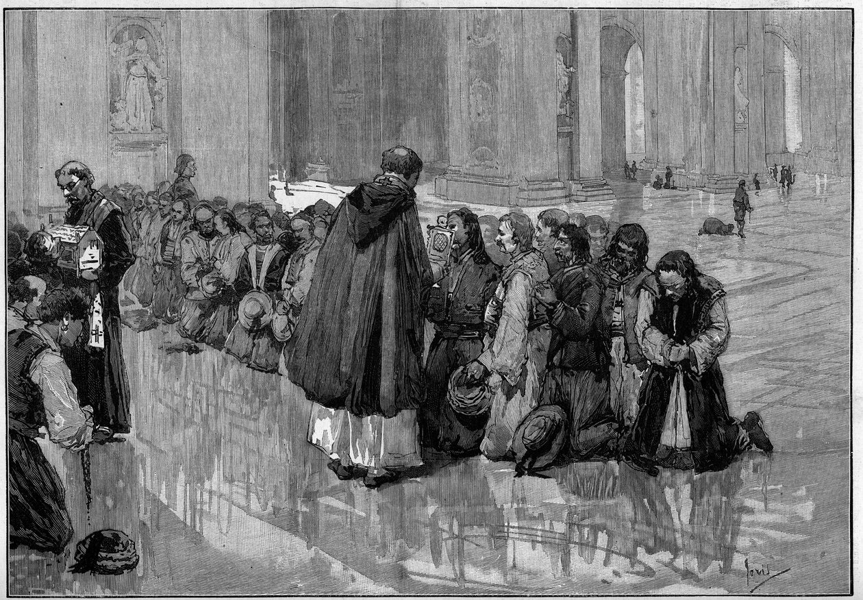 Os pelerins húngaros adoram relíquias na Basílica de São Pedro (São Pedro) em Roma de Pio Joris