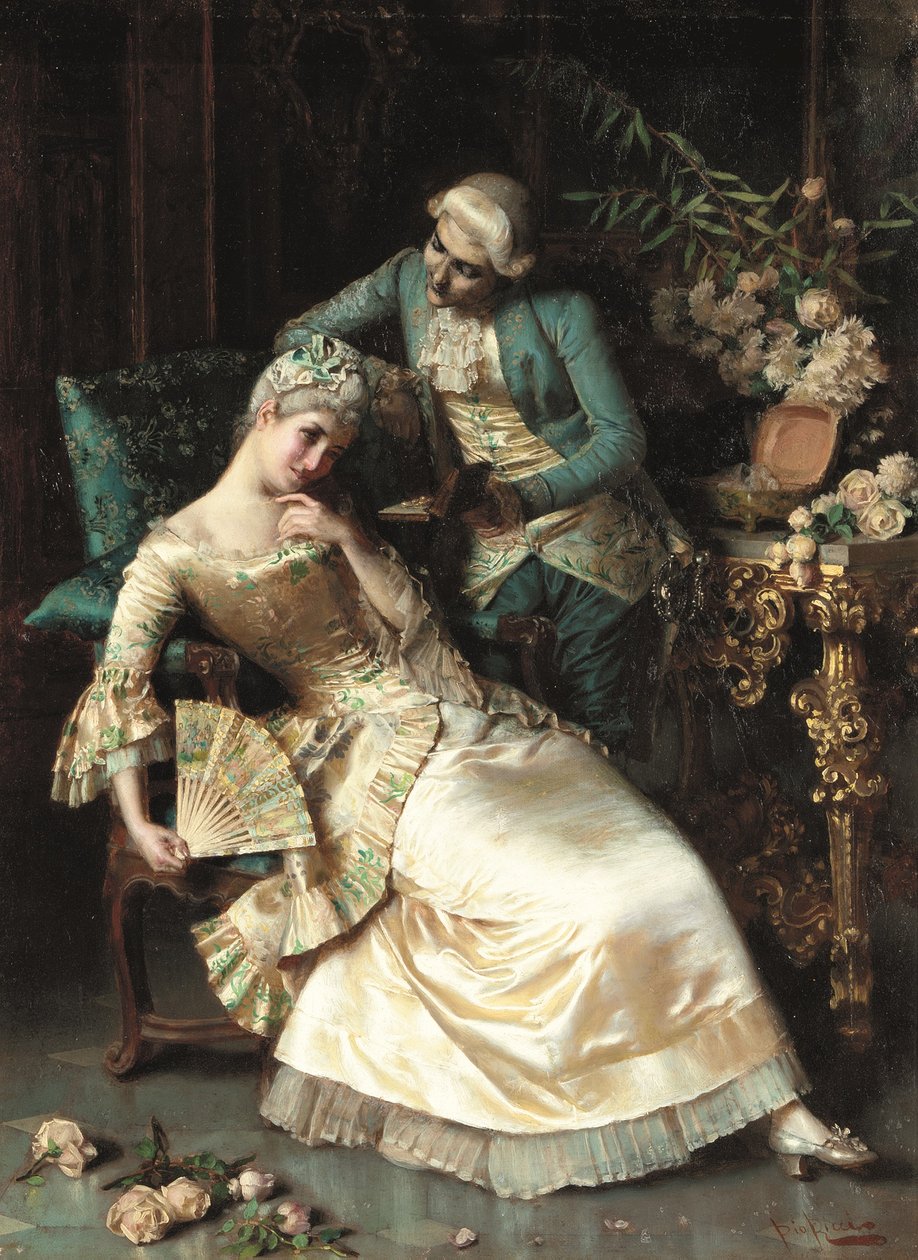 Suitor com presentes (óleo sobre tela) de Pio Ricci