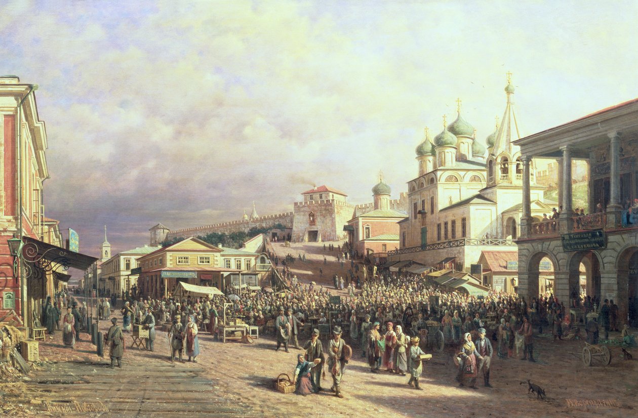 Mercado em Nishny, Novgorod, 1872 de Piotr Petrovitch Weretshchagin