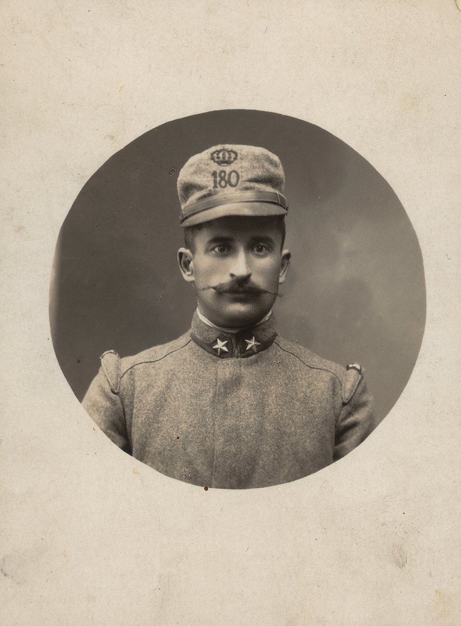 Álbum "The GM R. Army (World War I)": soldado do 180º Regimento da Milícia Territorial (foto a p/b) de Pisani Pisani