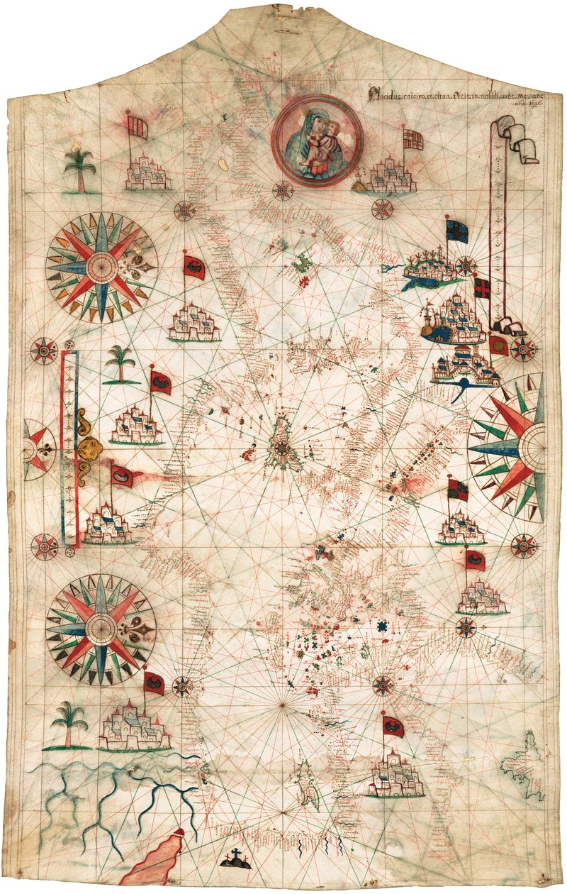 Carta do Mar Mediterrâneo, com parte do Mar Negro de Placido Caloiro e Oliva