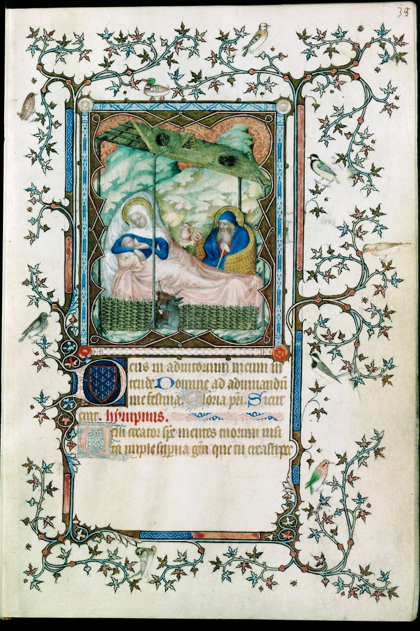 A Natividade. Das Petites heures du Duc de Berry ... de Pol de Limbourg