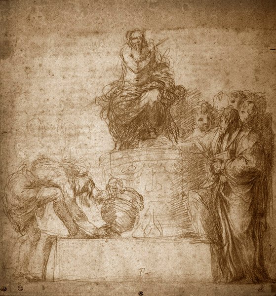 Sacrifício antigo, nº 85 (giz vermelho sobre papel) de Polidoro da Caravaggio
