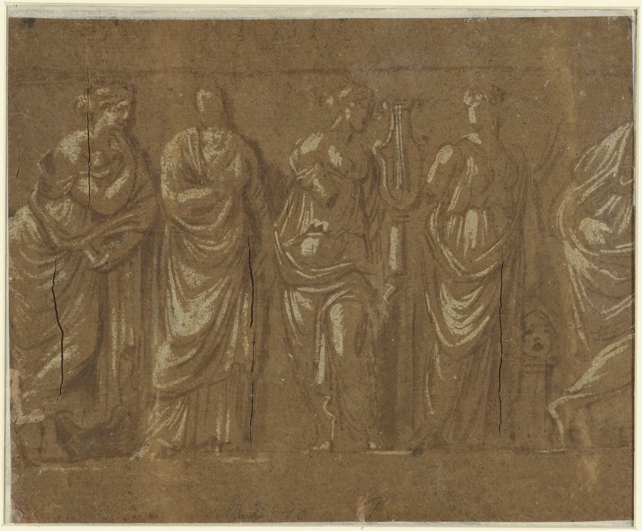 Fila de musas de Polidoro da Caravaggio (possibly)