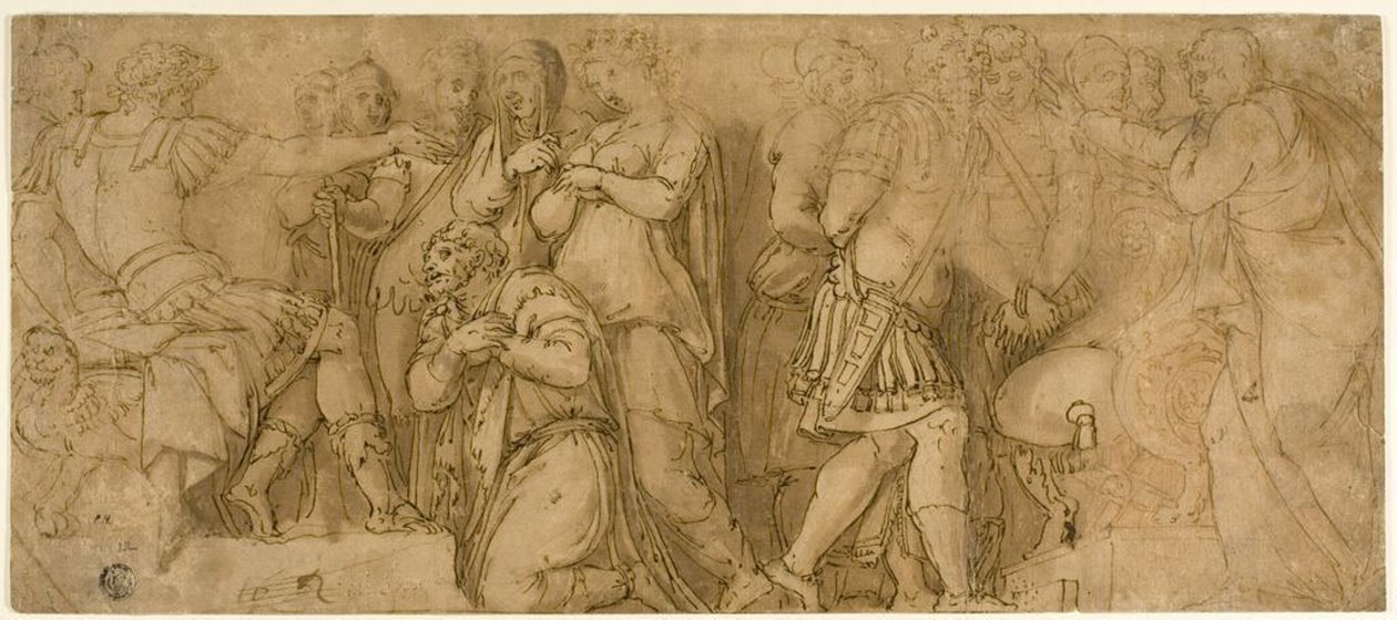 Família de Dario antes de Alexandre; Prisioneiros diante de um senador de Polidoro da Caravaggio