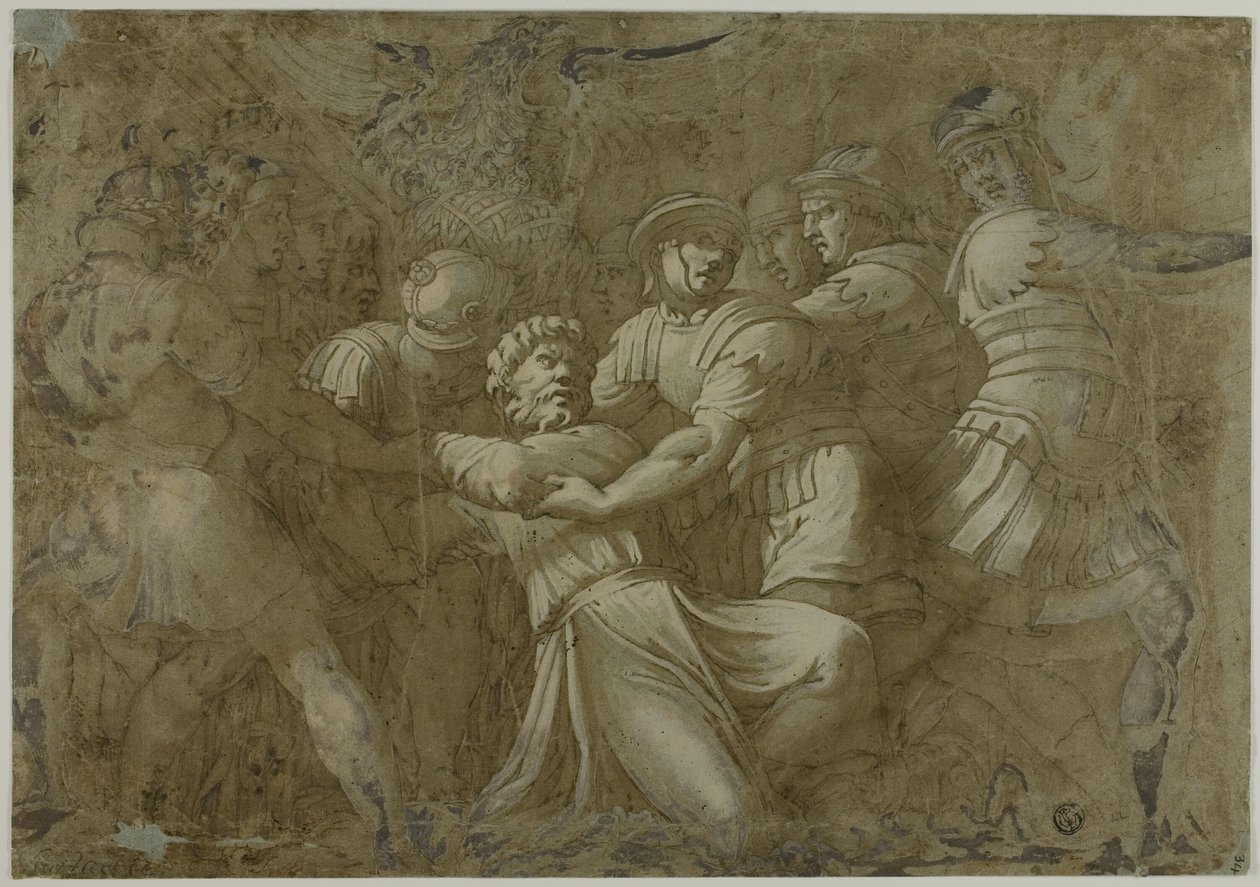 Soldados Romanos Prendendo São Pedro (?) de Polidoro da Caravaggio