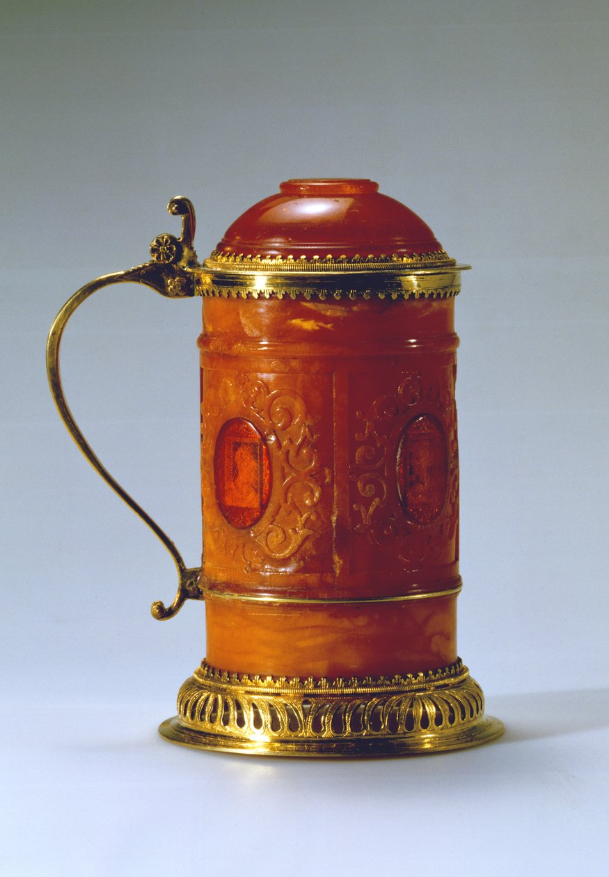 Tankard, oficina de George Schreiber e Andrew Mayer, Krolewiec, c.1610 (âmbar) de Polish School