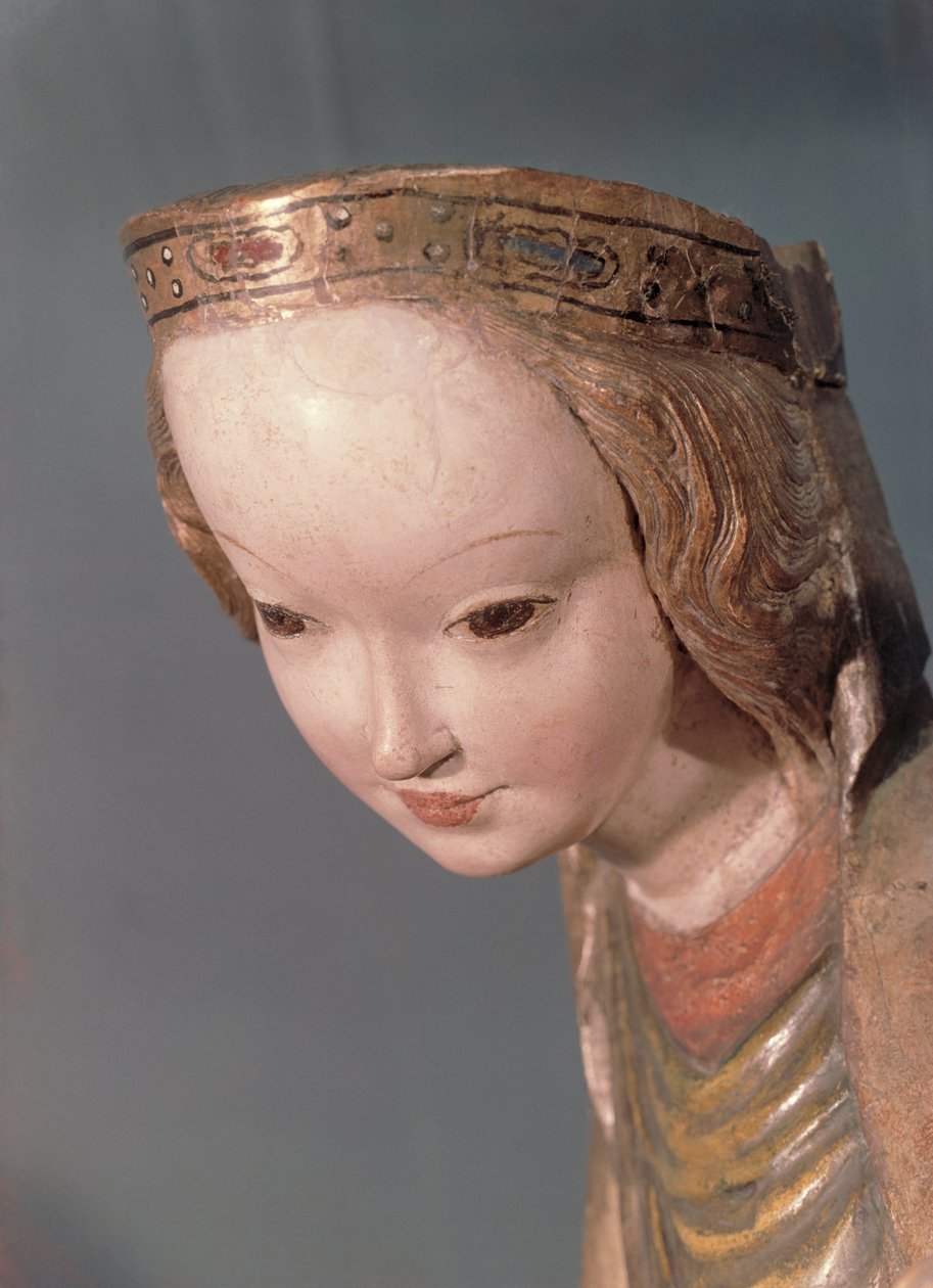 Virgem e Criança, detalhe da cabeça da Virgem, c.1400 de Polish School
