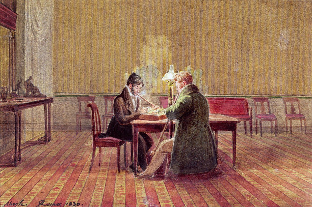 Adam Bernard Mickiewicz (1798-1855) jogando xadrez com um amigo, 1830 de Polish School