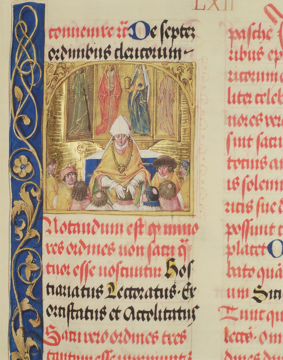 Bispo Blessing Seminaristas do Pontifício Dom Bosco Erasmus Ciolek, c.1510 (têmpera e ouro em pergaminho) de Polish School