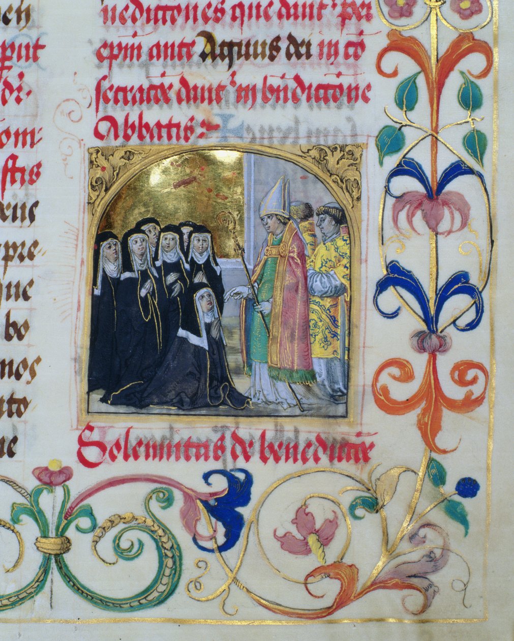 Bispo Bênção das Monjas do Pontifício Dom Bosco Erasmus Ciolek, c.1510 (têmpera e ouro em pergaminho) de Polish School