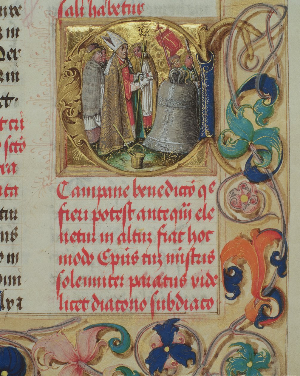 Bênção de um Sino por um Bispo do Pontifício Dom Bosco Erasmus Ciolek, c.1510 (têmpera e ouro em pergaminho) de Polish School