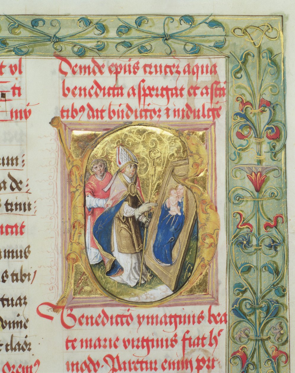 Bênção da Virgem Maria e Criança do Pontifício Dom Bosco Erasmus Ciolek, dc.1510 (têmpera e ouro sobre pergaminho) de Polish School