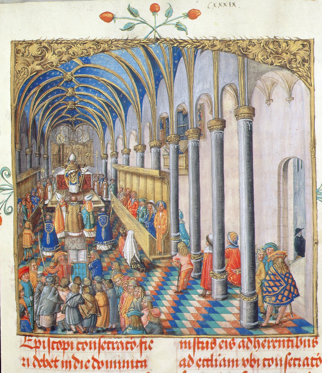 Consagração do Bispo do Pontifício Dom Bosco Erasmus Ciolek, c.1510 (têmpera e ouro sobre pergaminho) de Polish School