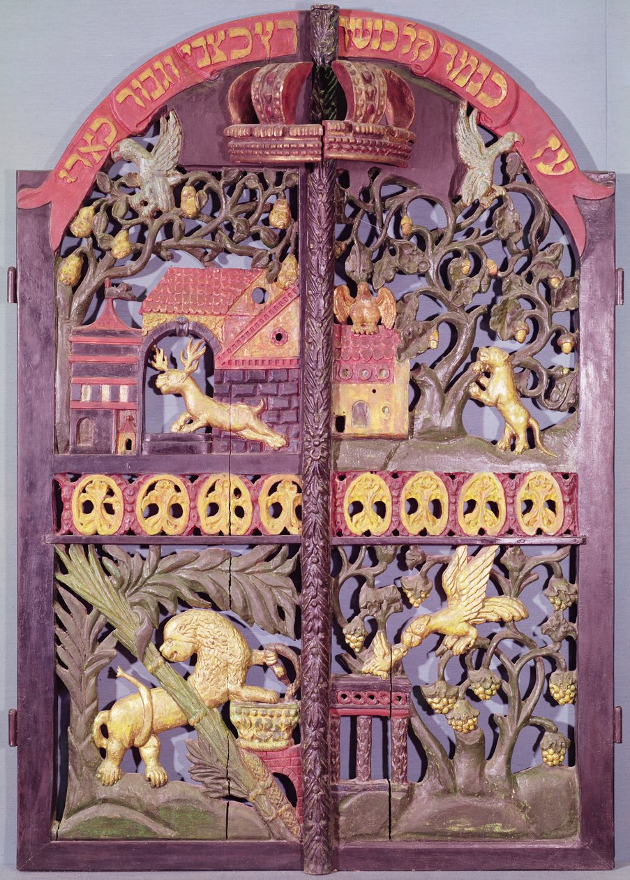 Portas da Arca da Lei, de Cracóvia (madeira policromada) de Polish School