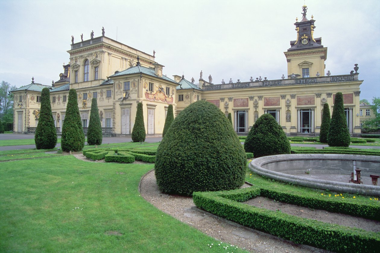 Vista exterior, de, palácio, e, jardins de Polish School
