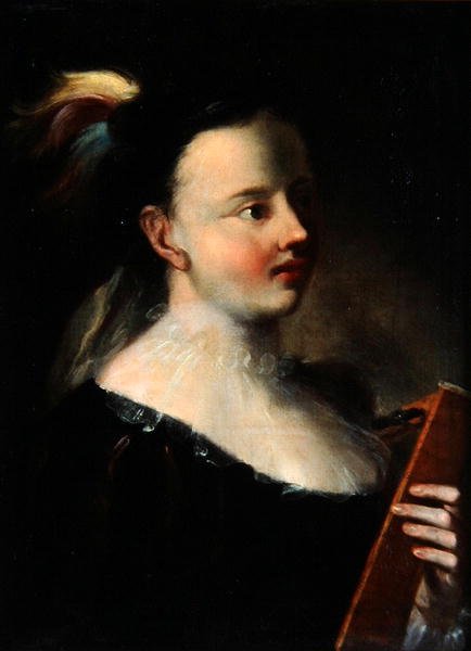 Senhora com Kitara (óleo sobre tela) de Polish School